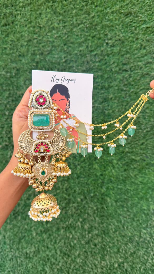 Meher jhumka-Light green colour image 0