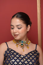 Alvira choker-blue and green colour image 2