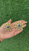 Precious stone studs - blue colour image 0