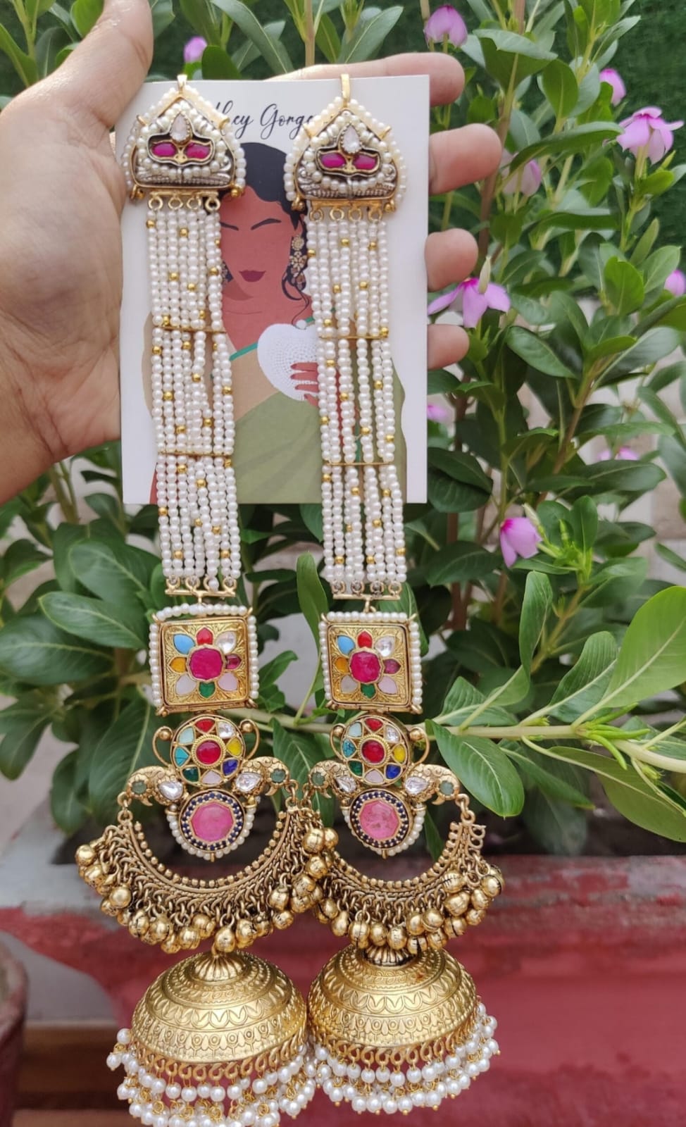 Nargis Earrings - Pink and Blue image