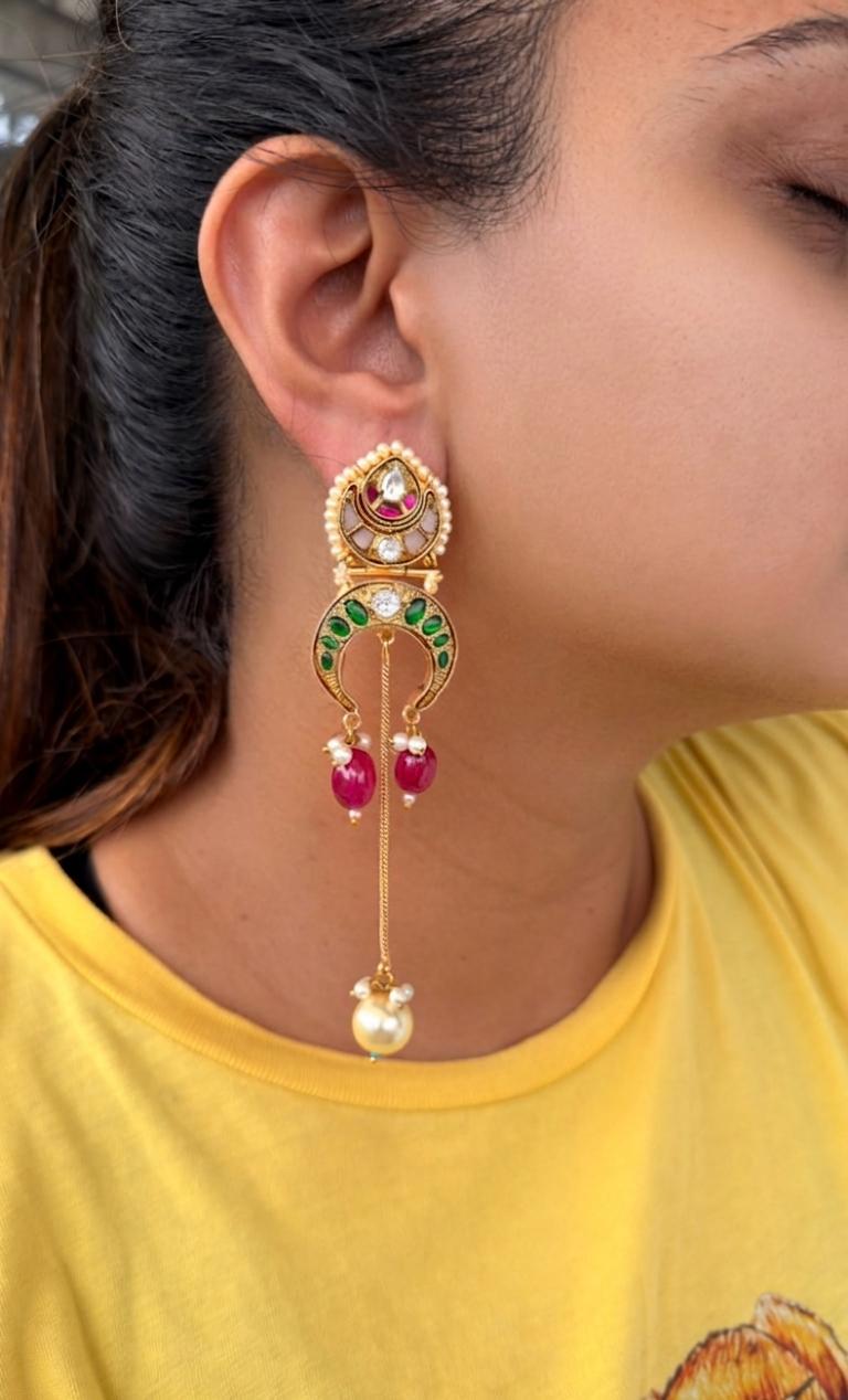 Binni Earrings - Light Pink and Green image
