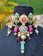 Gold choker with blue stones image 1