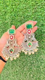 Amara earrings- silver green image 0