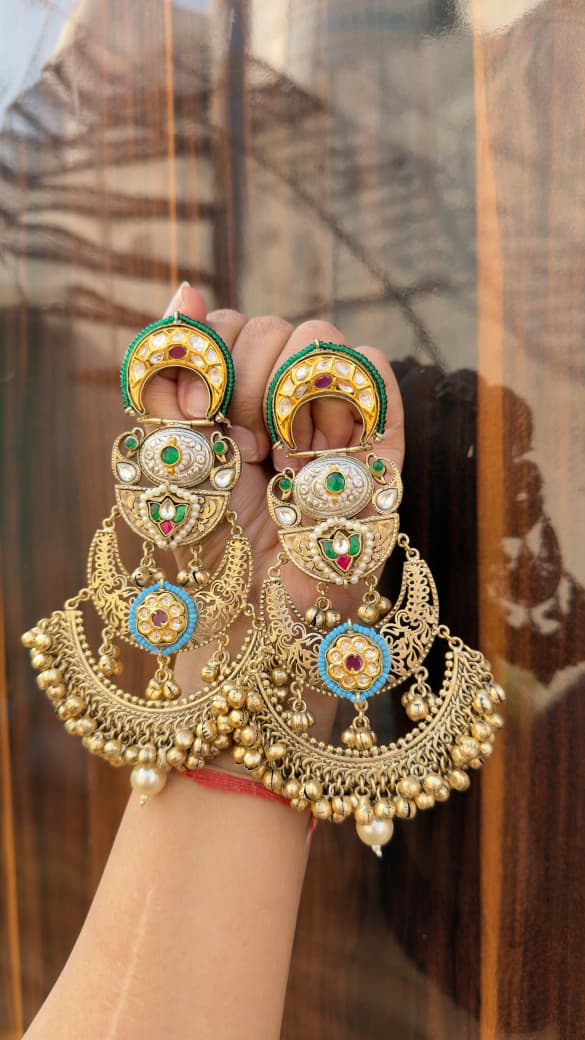 Suku jhumka - Dark Green and Blue image