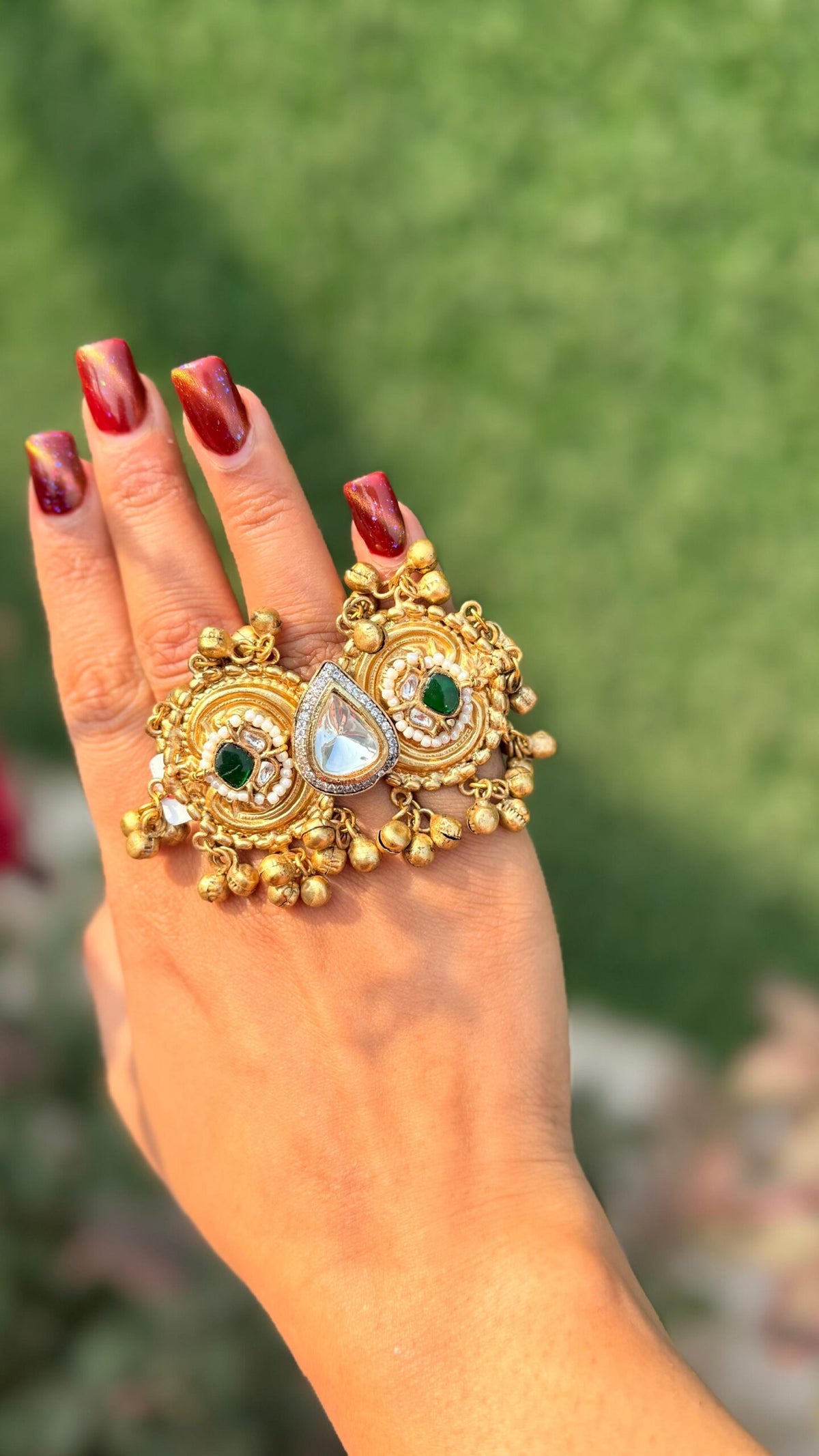 Dual Kundan Polki rings image 0