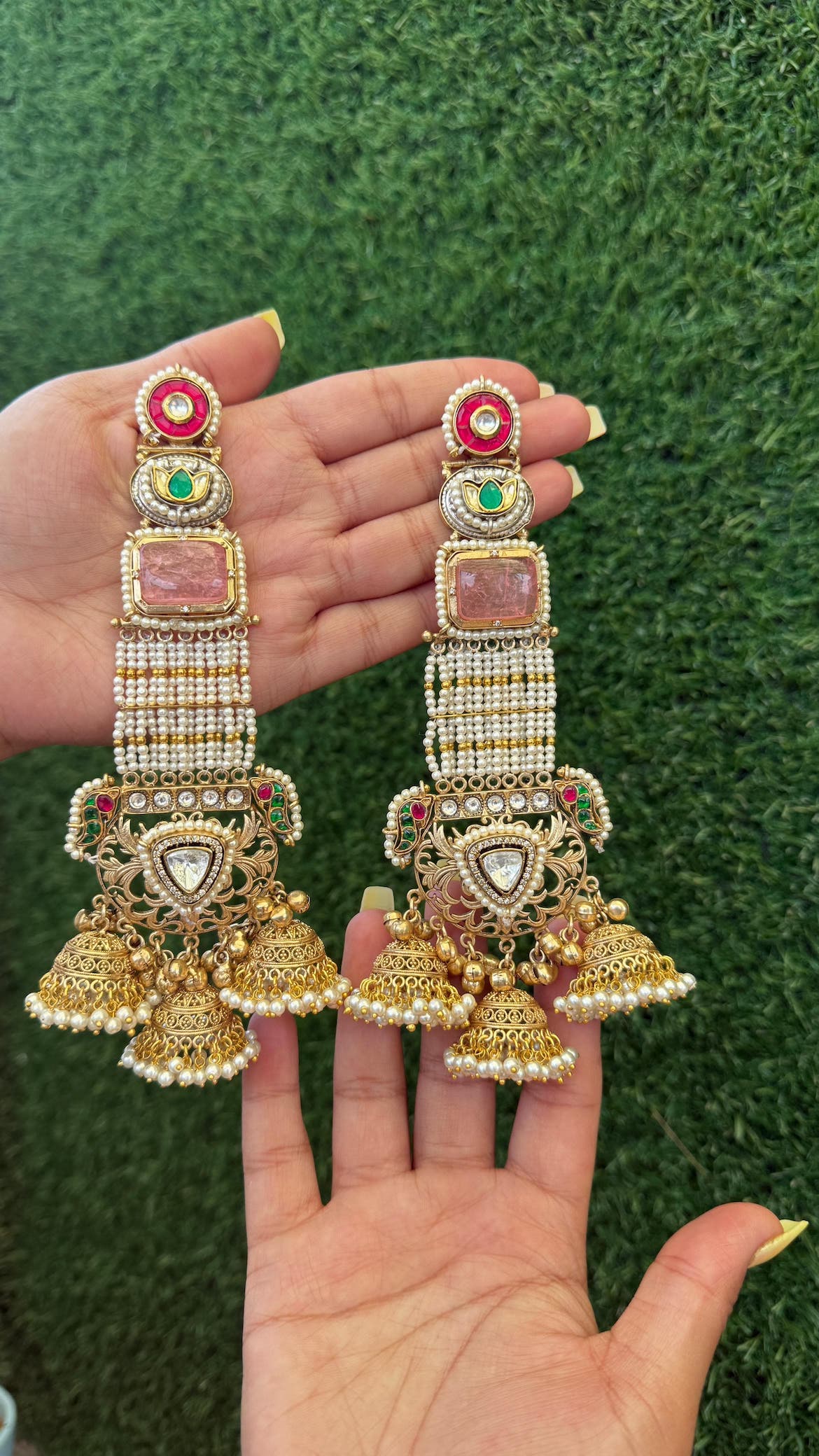 Afra jhumka- pink colour image 0