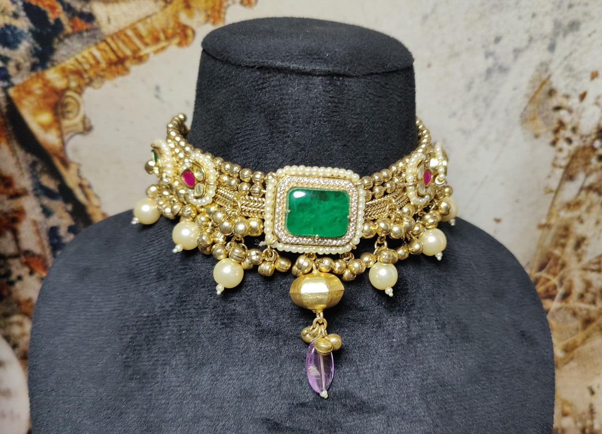 Isha choker - dark green image 3