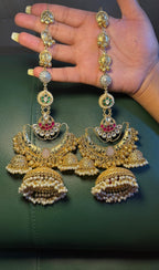 Gulabo-  Tripple Jhumki with hair chain image 6