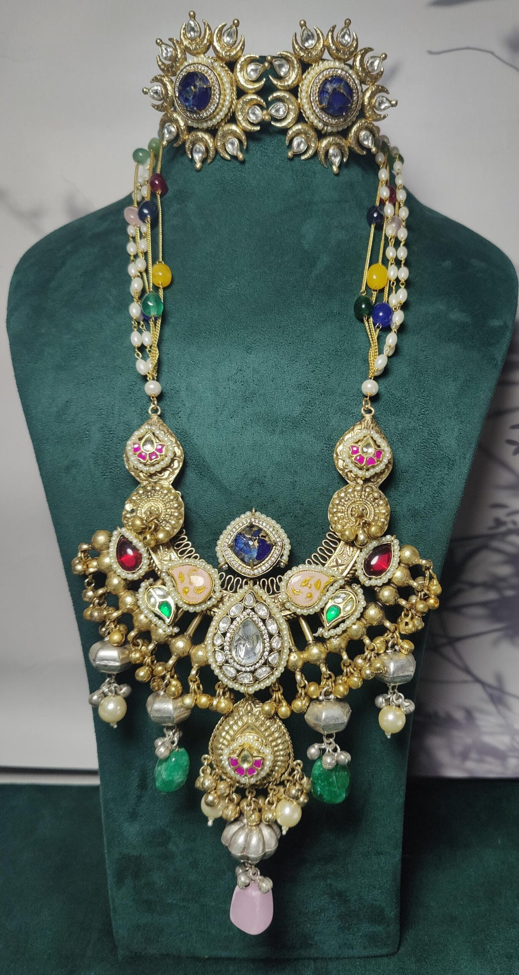 Durga neckpiece without earrings- Peach image 1