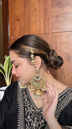 Gulabo-  Tripple Jhumki with hair chain image 2