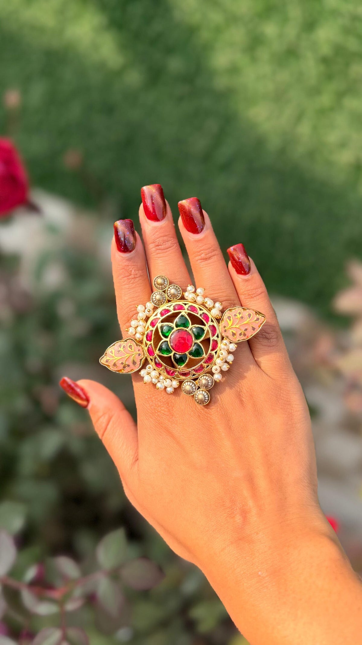 Big panchi kundan rings image 0