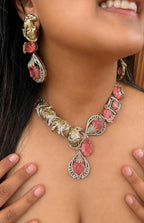 Vantara Neckpiece with earrings 1.1 - Peach Orange image