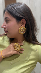 Gold plated Ring and Earrings combo image 2