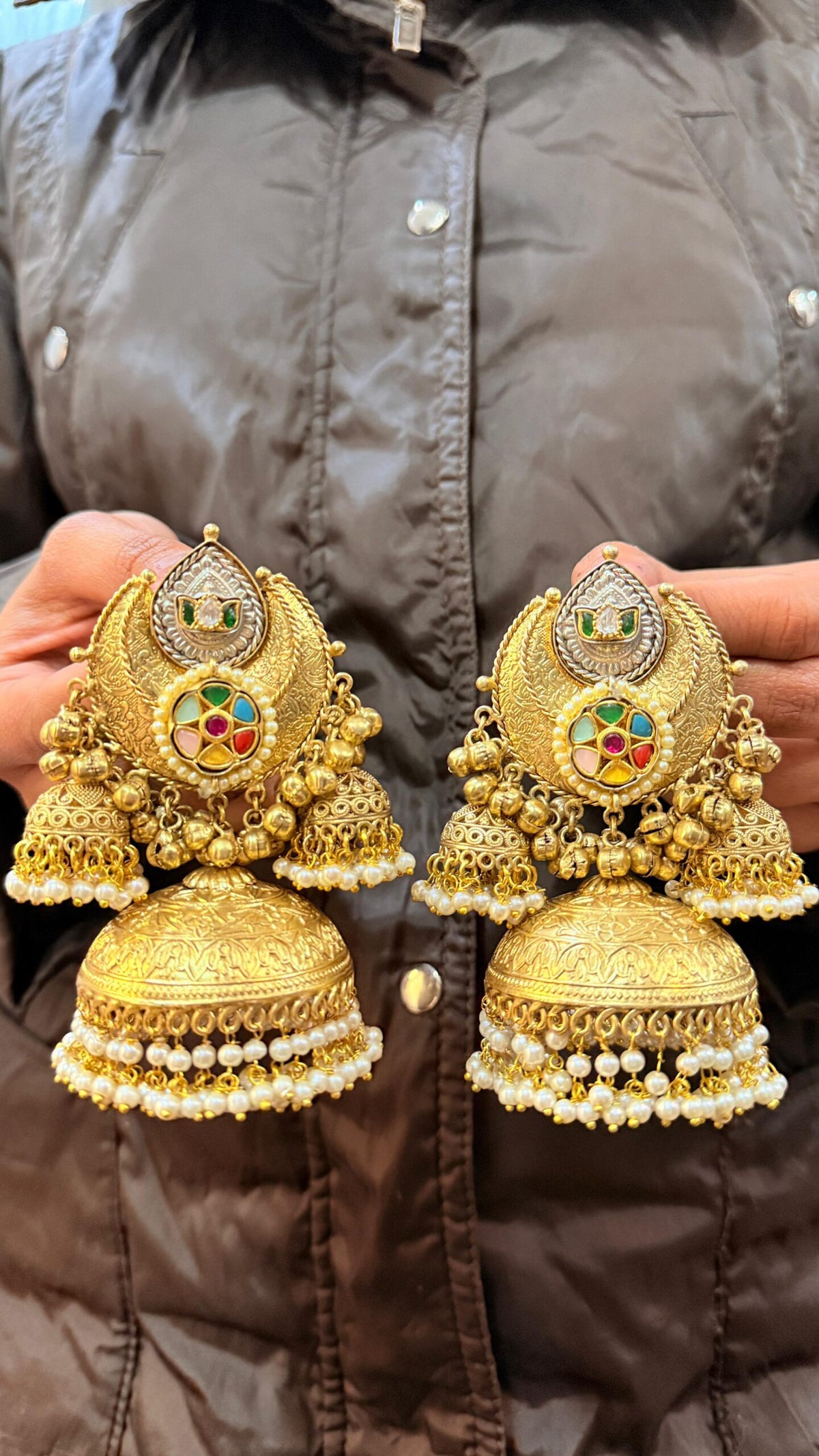 Navratan Tripple Jhumka image 0