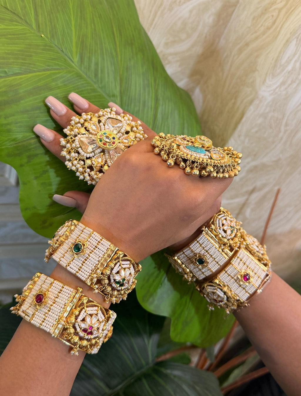 White pearl kada set