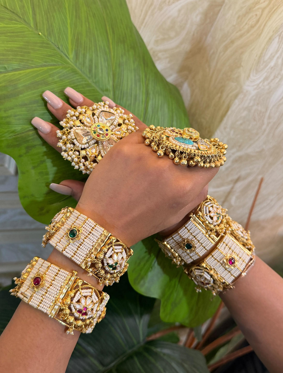 White pearl kada set