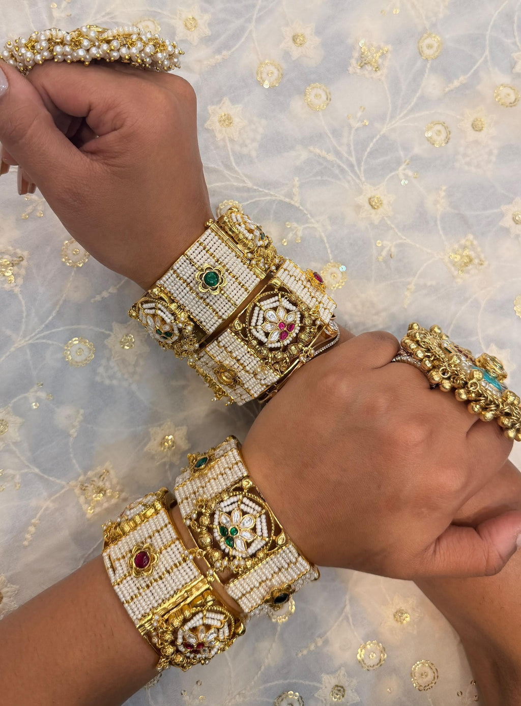 White pearl kada set