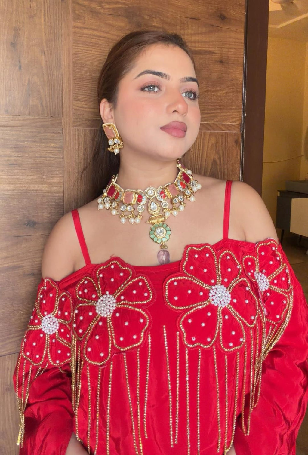 Elina Neckpiece with earrings- karwachauth edit