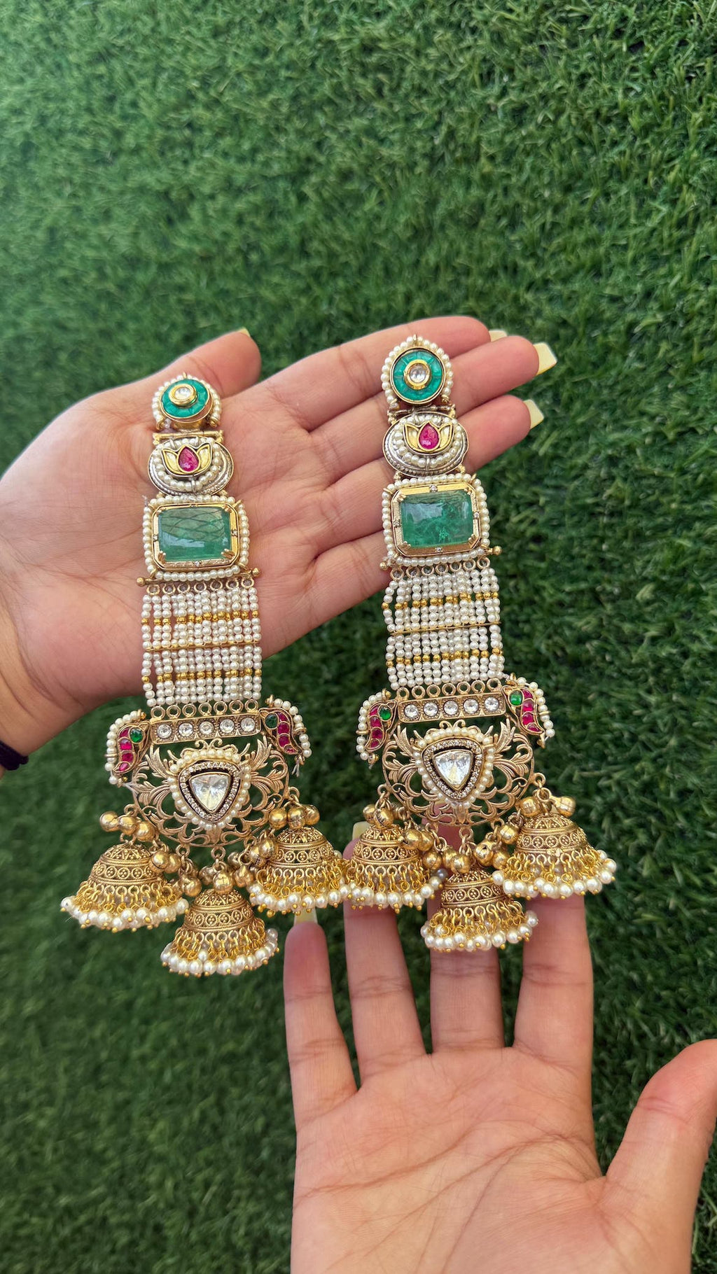 Afra jhumka- light green colour image 1