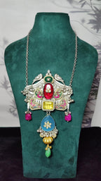 Sabdhya pendant- silver red colour image 1