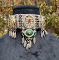 Silver tribal choker with panchi kundan image 0