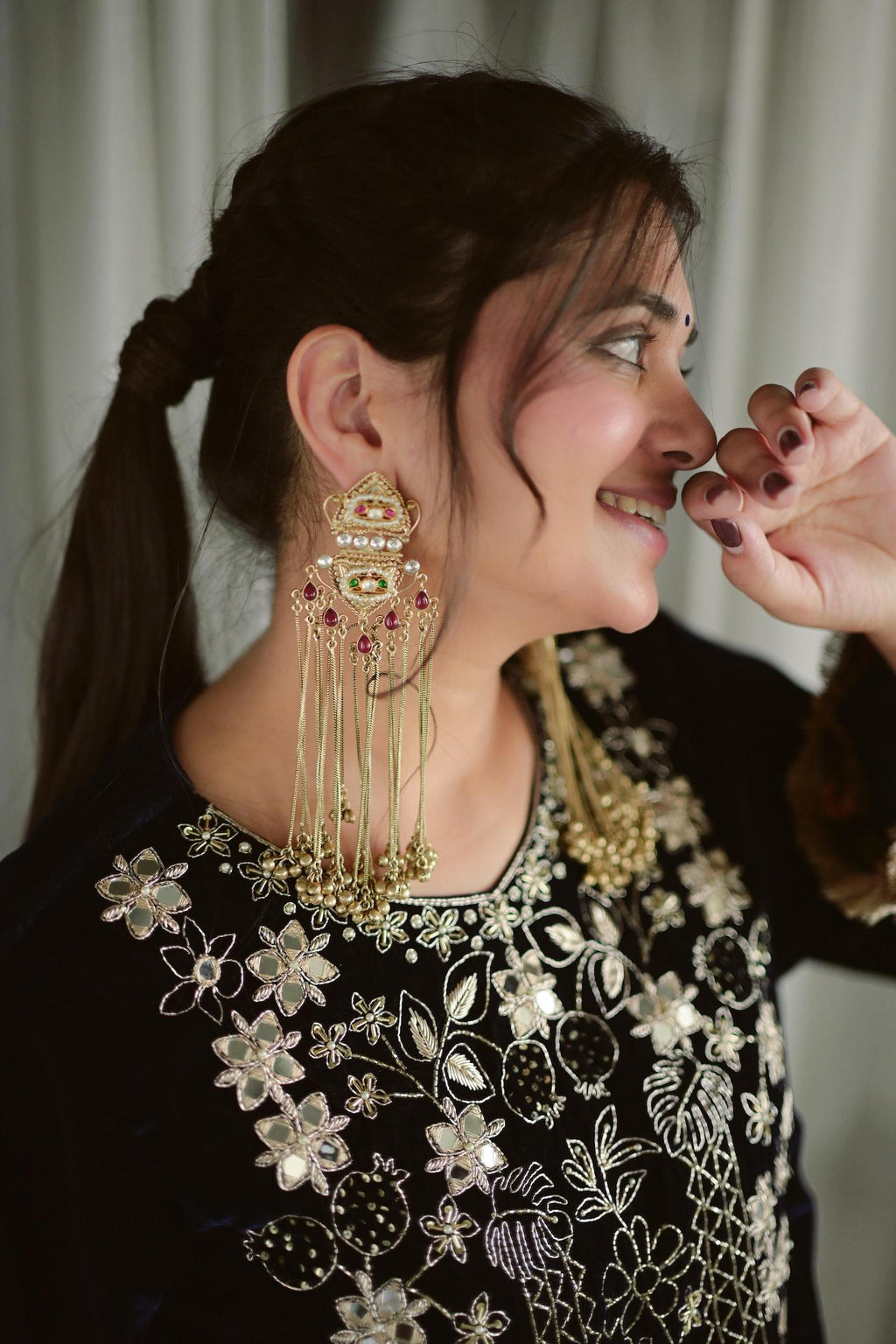 Kashmiri falling earrings image 2