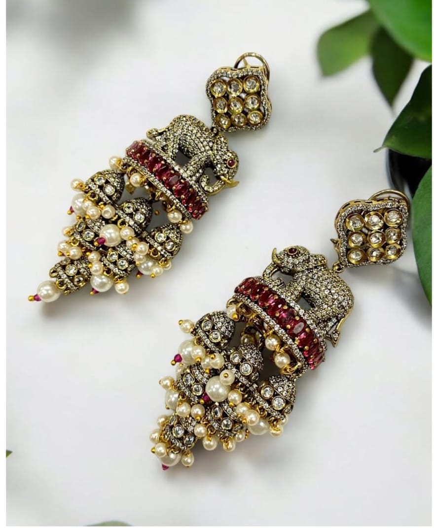 Victorian earrings-Pink colour image 0