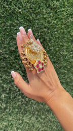 Peacock ring- hot pink image 1