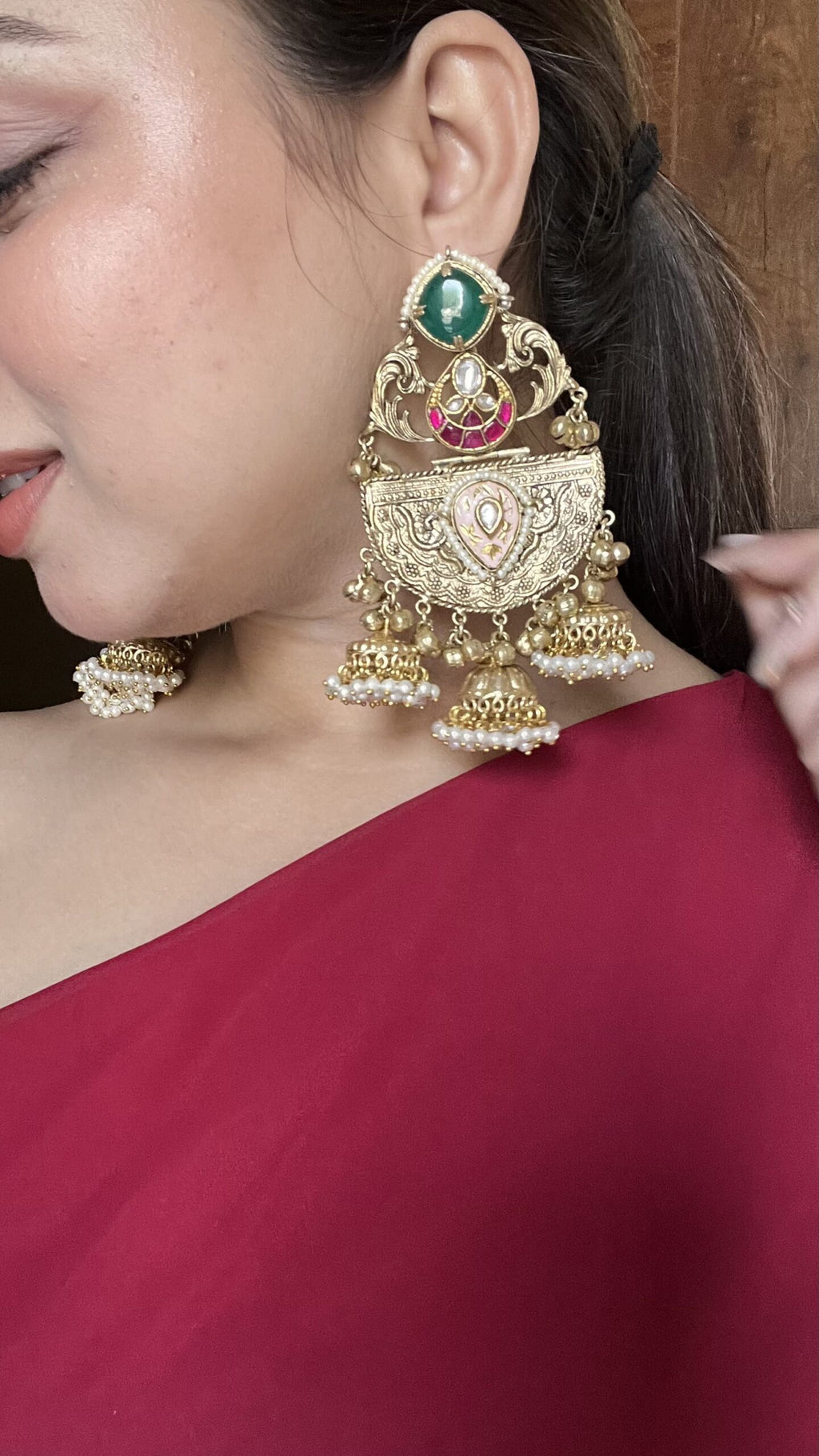 Tamanna earrings-green colour image 2