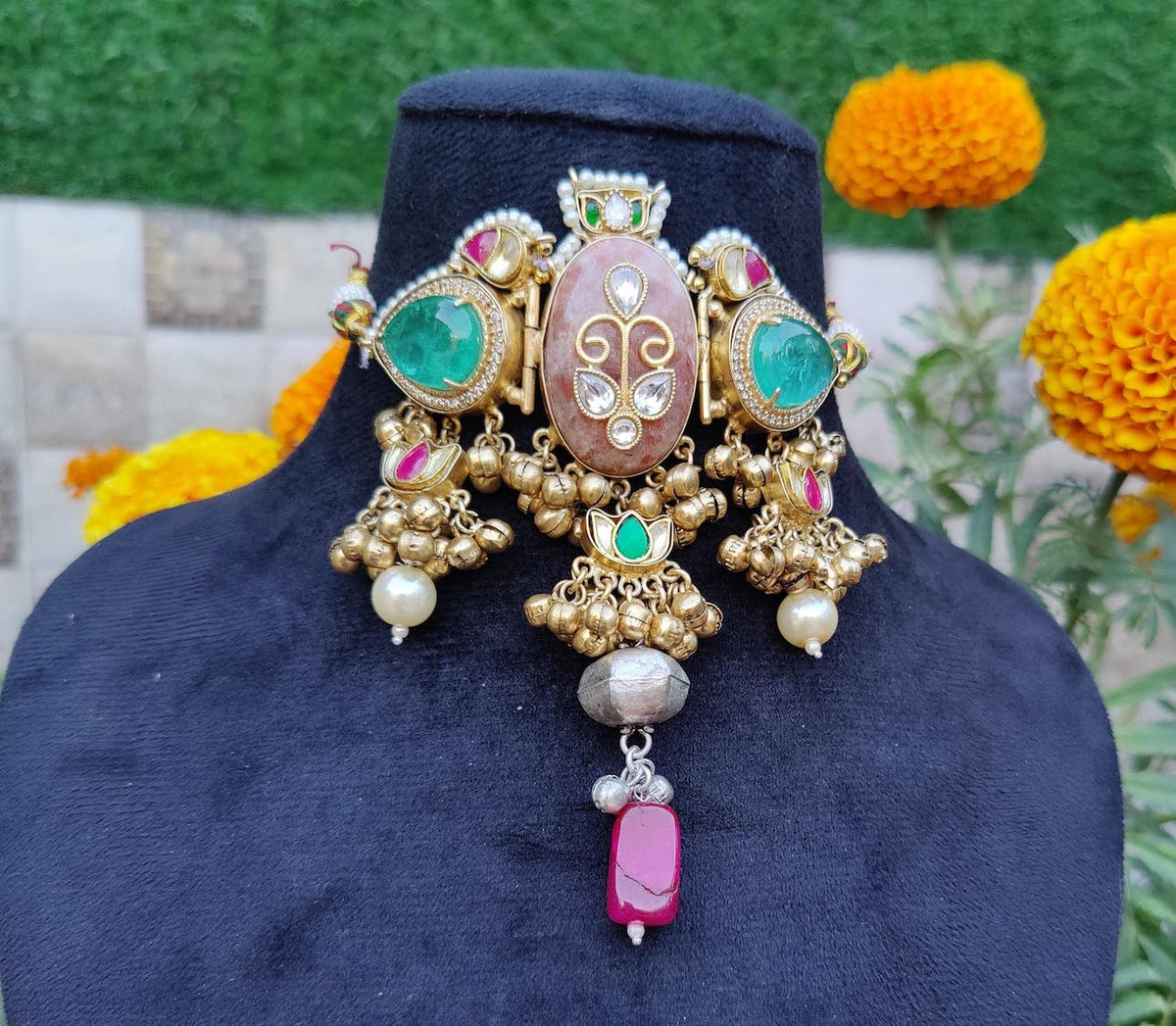 Deeksha choker - light green image 2