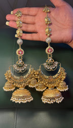 Gulabo-  Tripple Jhumki with hair chain image 9