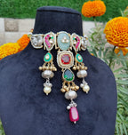 Madhavi choker - light green and red image 1