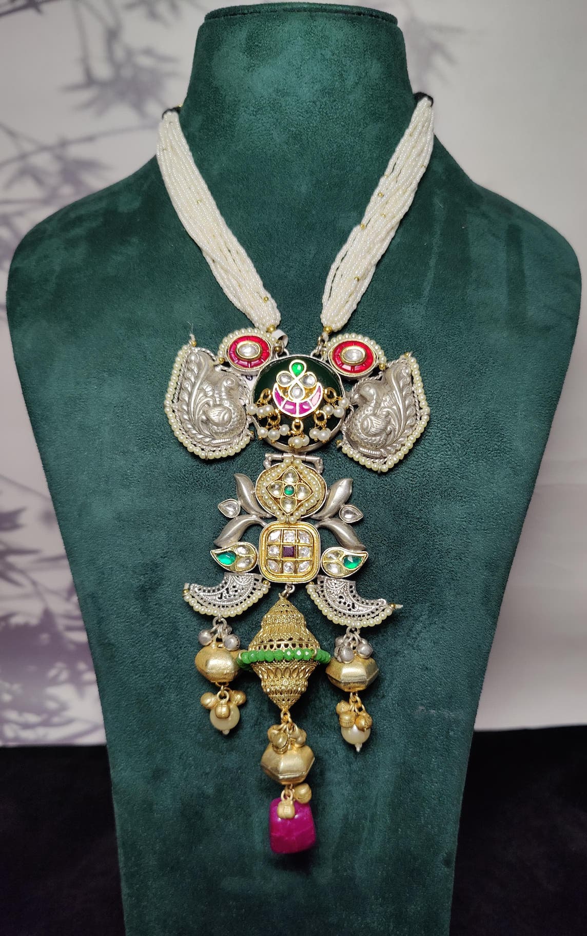 Maira pendant  - green silver image 1