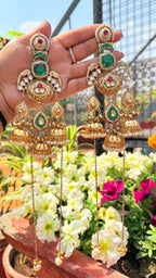 Naaz Kashmiri earrings- Dark green image 2