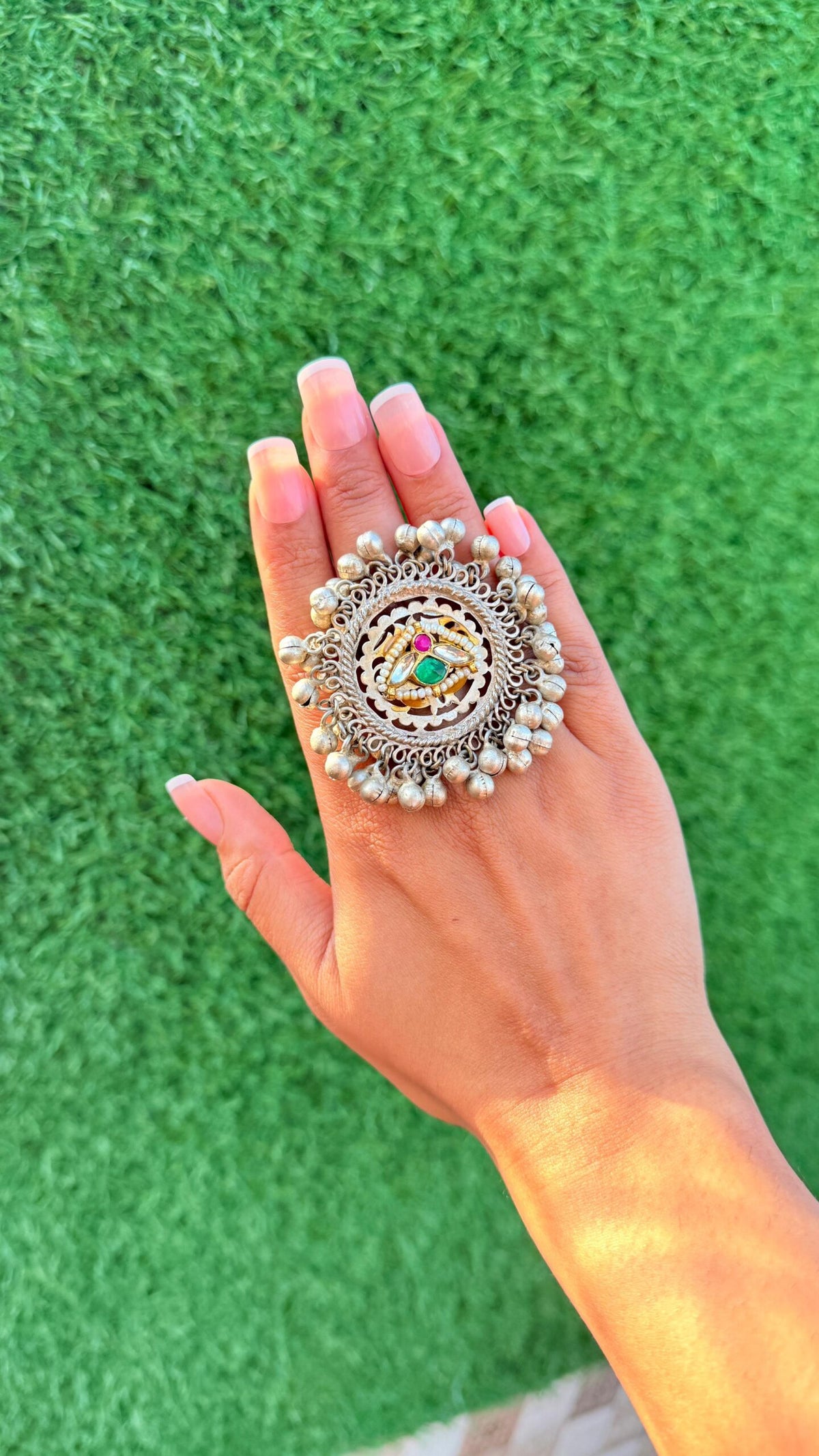 Silver rings with kundan image 0