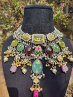 Silver Multi Colored Neckpiece without earrings image 2