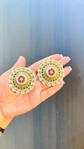 Kundan Flower Studs - Ruby image 0