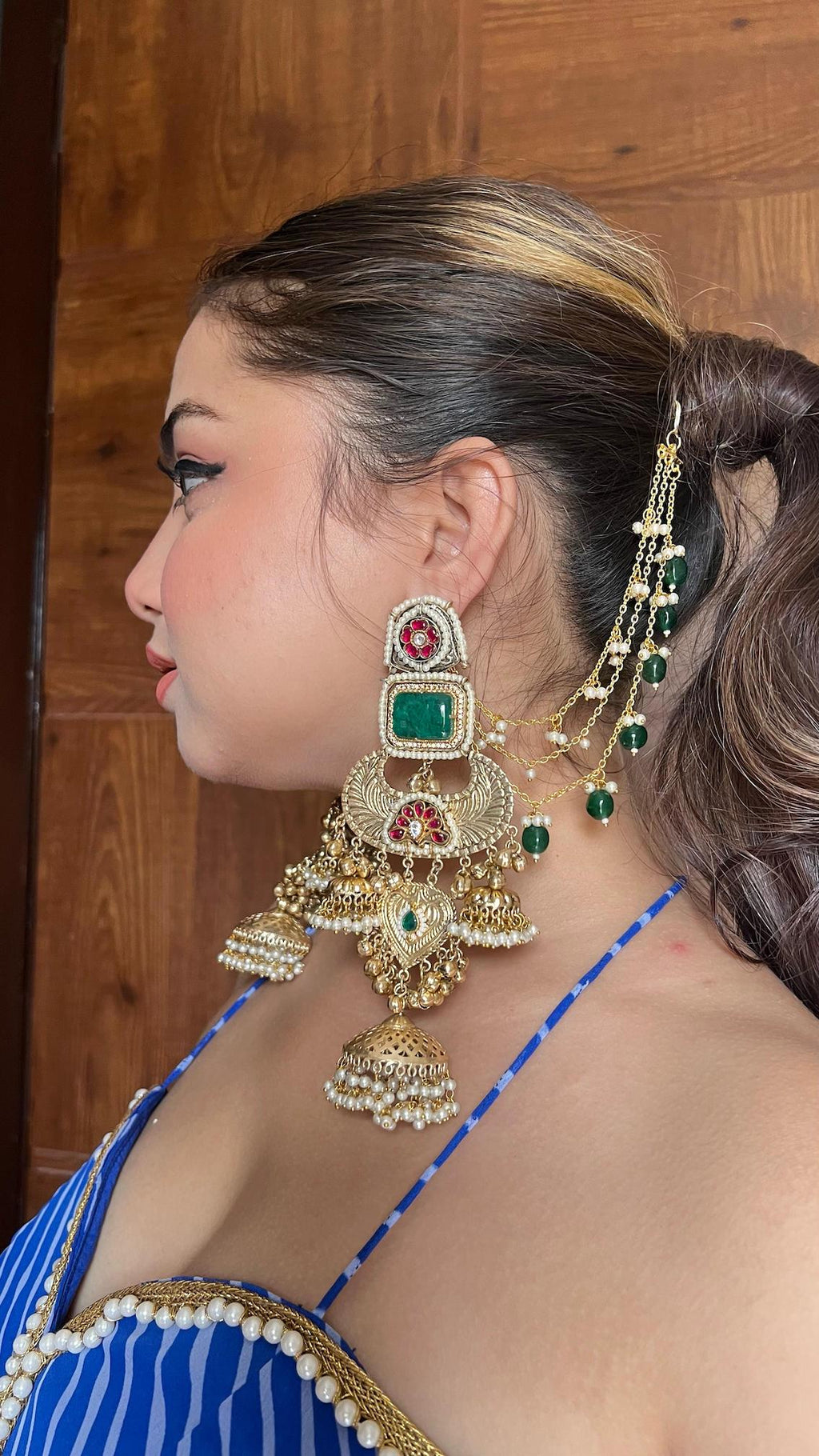 Meher jhumka - dark green image 0