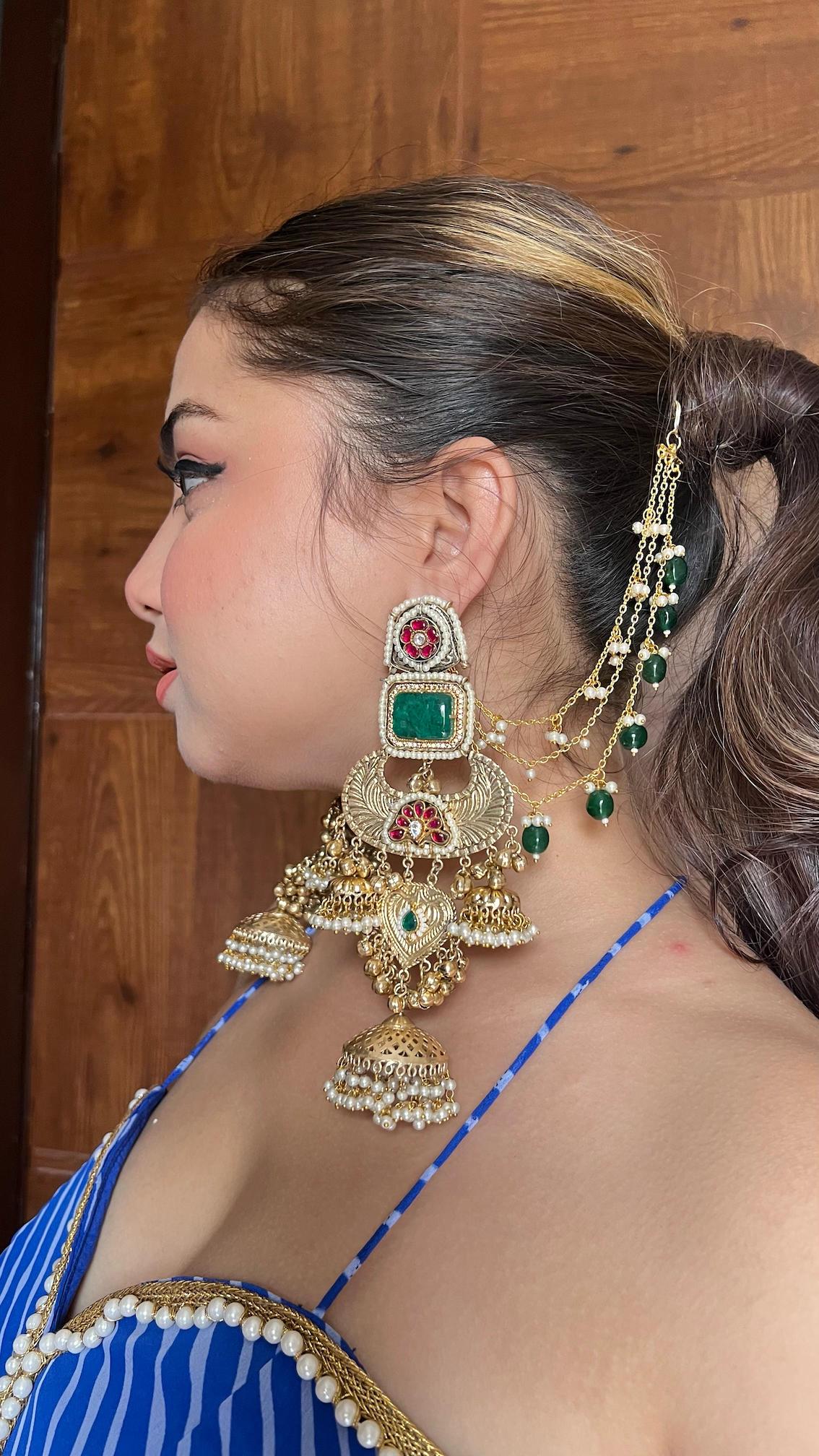 Meher jhumka - dark green image 0