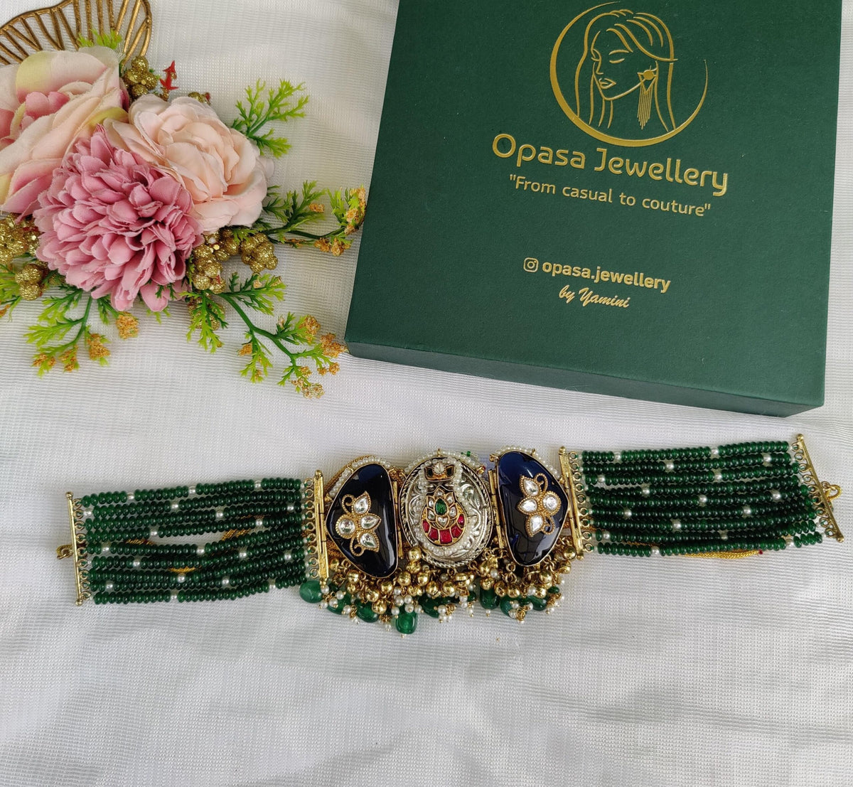 Ruhani choker-blue and dark green colour image 0