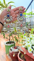 Naaz Kashmiri earrings Silver blue image 0