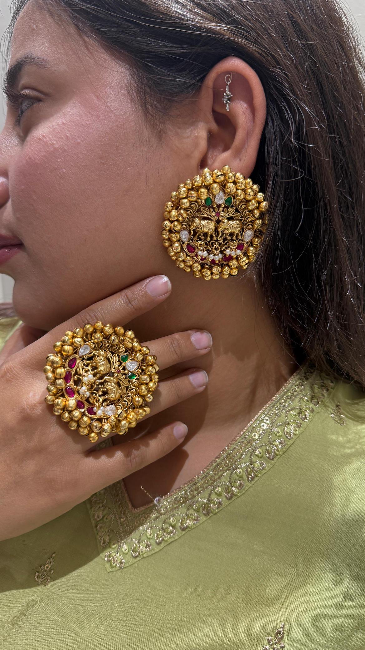 Gold plated Ring and Earrings combo image 0
