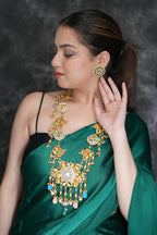 Tribal gold plated maharani haar with earrings image 0