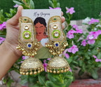 British colored jhumka - Peach image