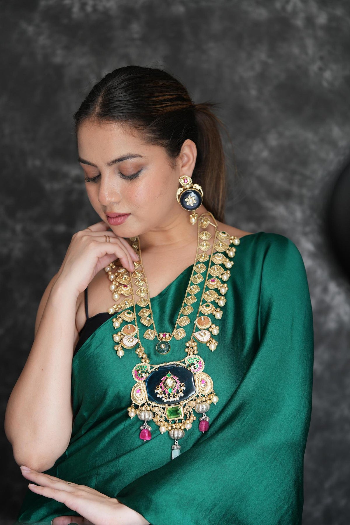 Maharani double layered blue long haar image 0
