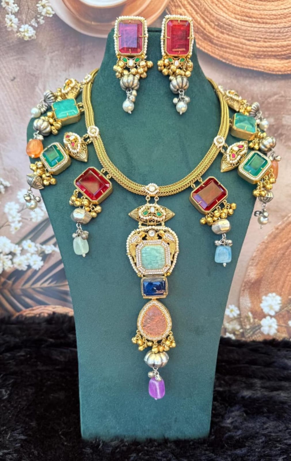 Aarika Neckpiece - Blue and Red image