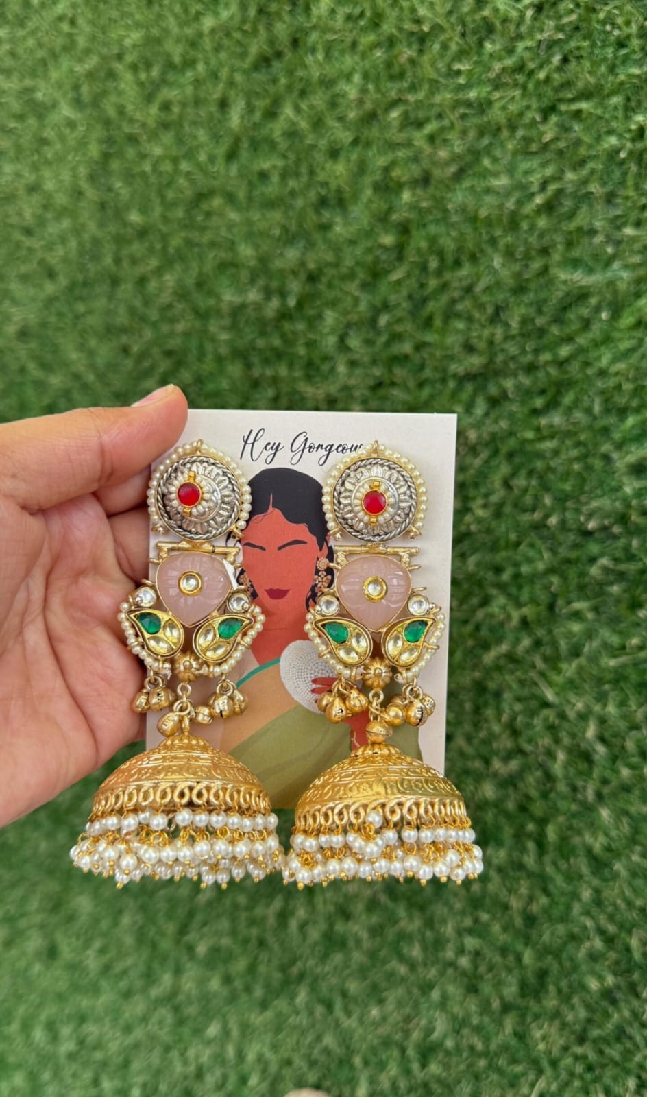 Nidhi jhumki - Pink image