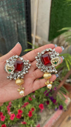 Aashi studs- silver red image 0