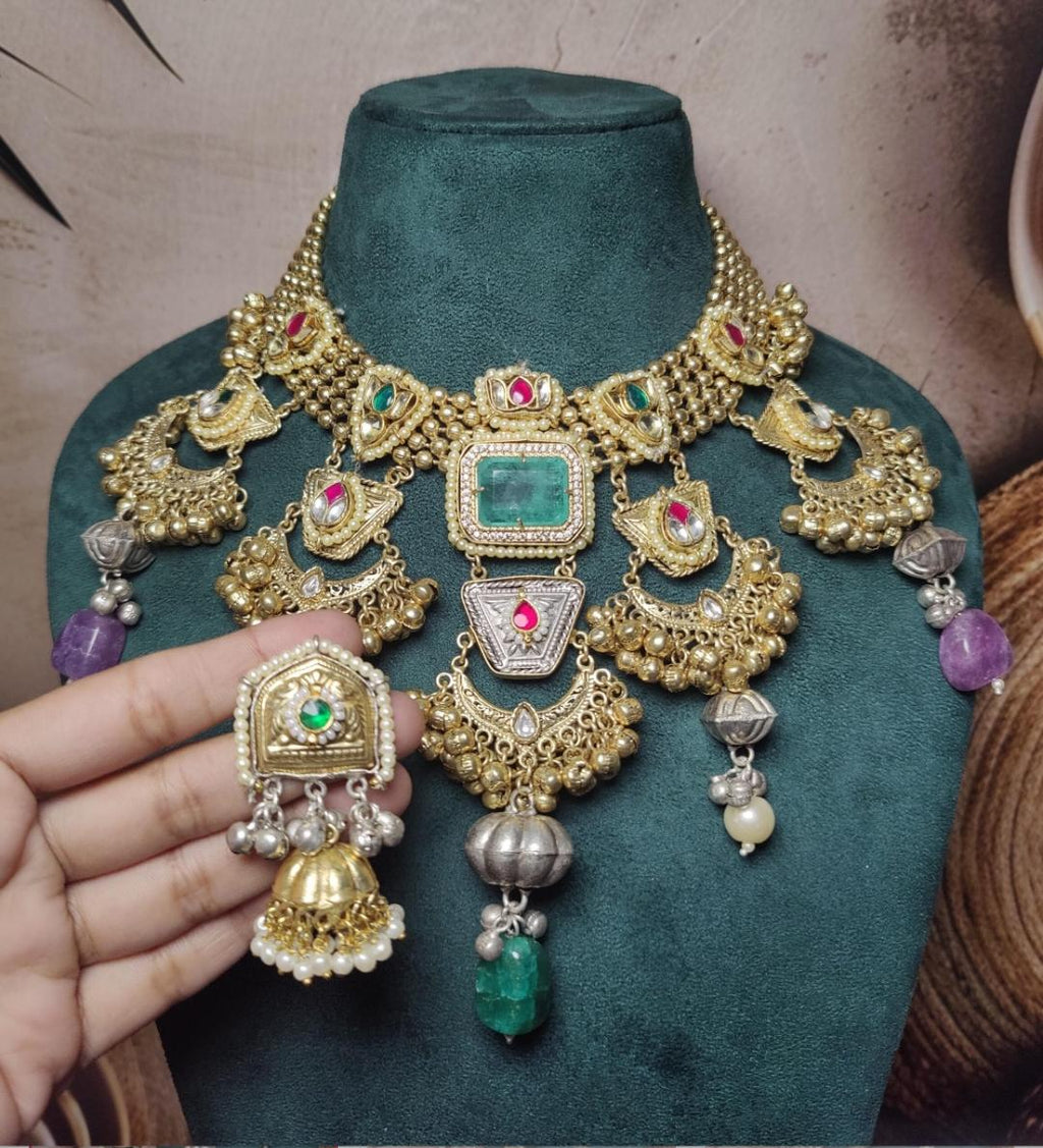Bridal neckpiece with small jhumki image 8