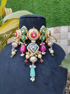 Gold choker with blue stones image 2